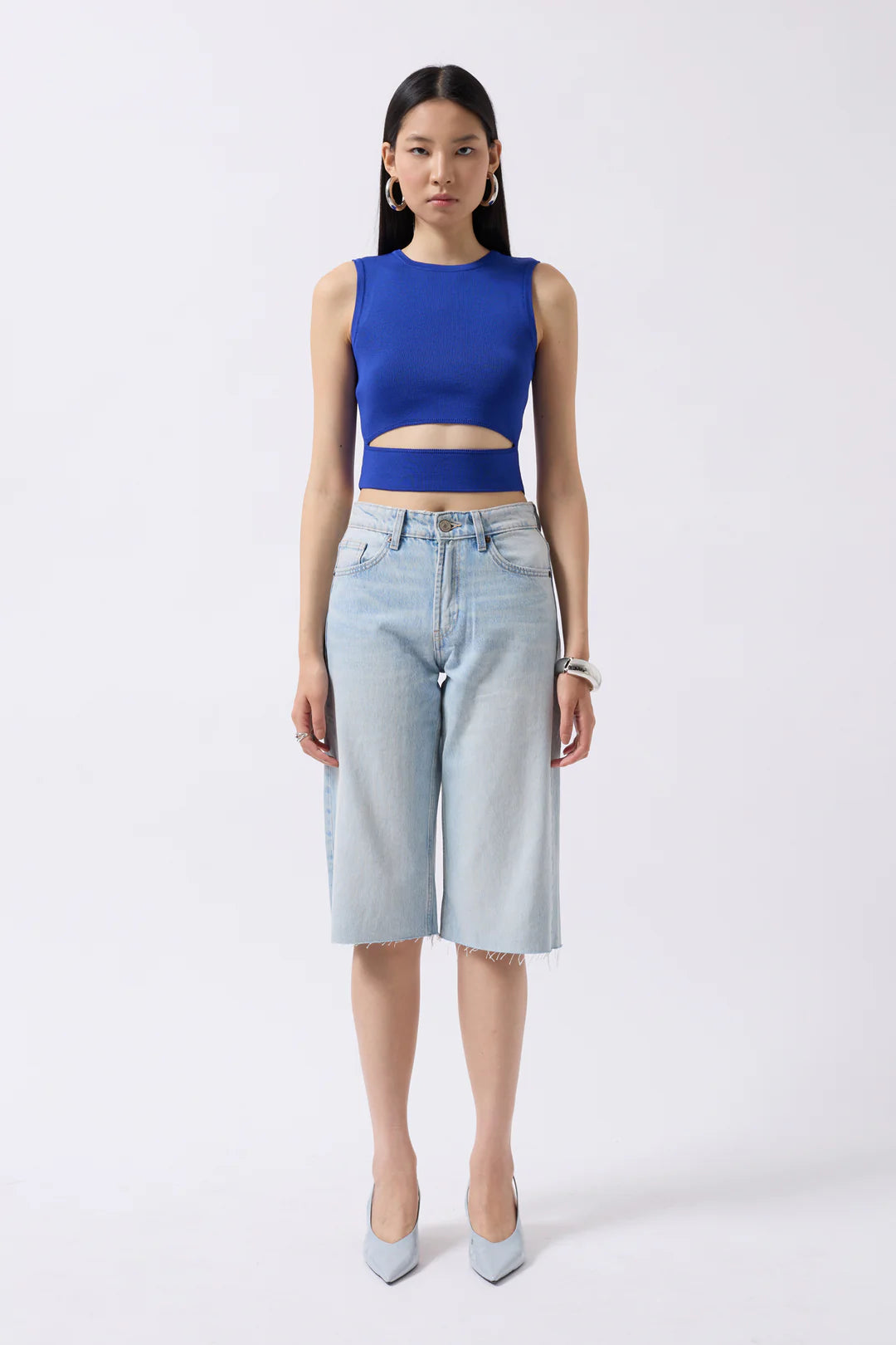 Schlitz Bluse Dunkelblau