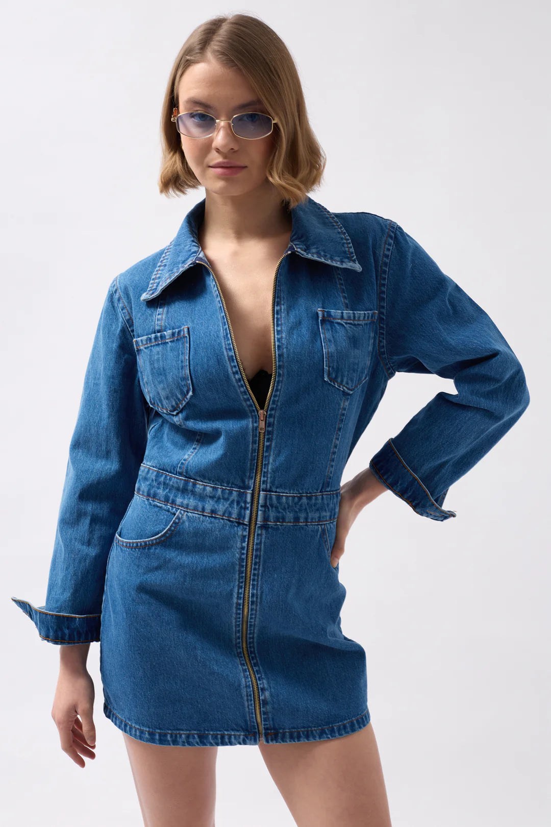 Tempo Kleid Denimblau