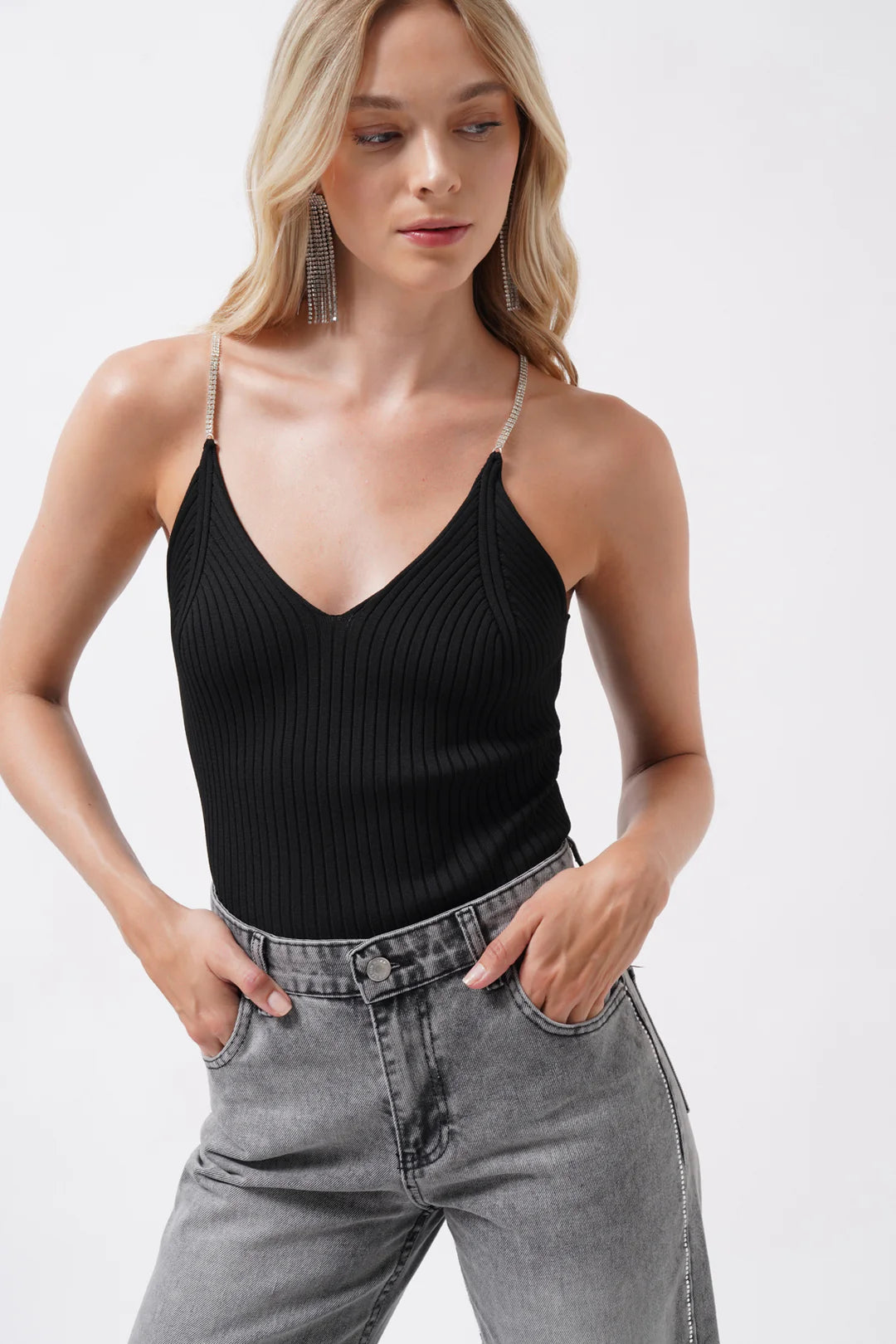 Schein Bluse Schwarz