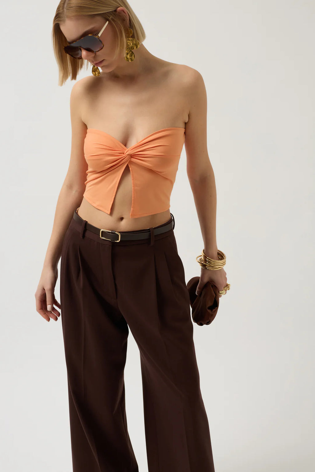 Knoten Bluse Orange