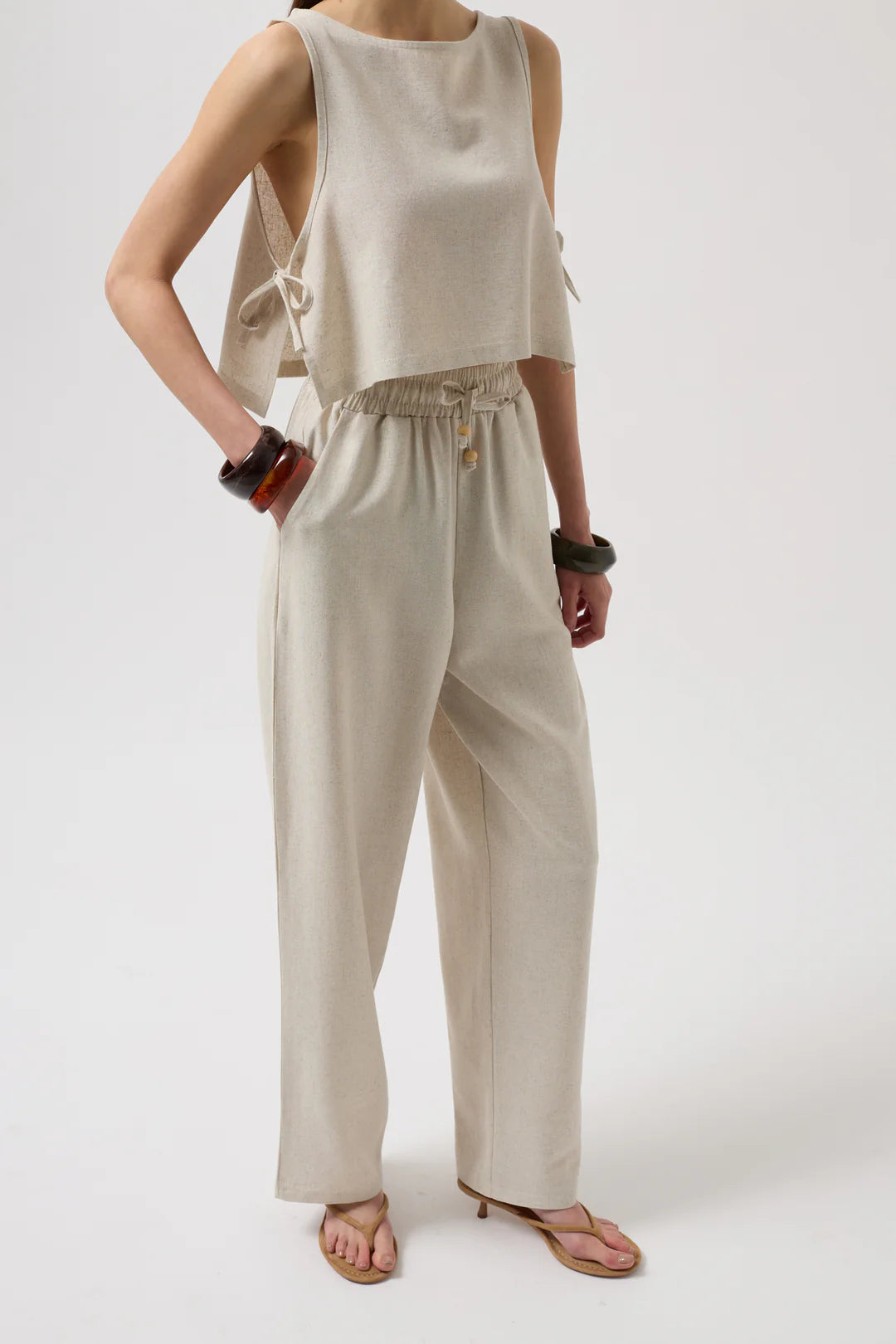 Farnblatt Hose Beige