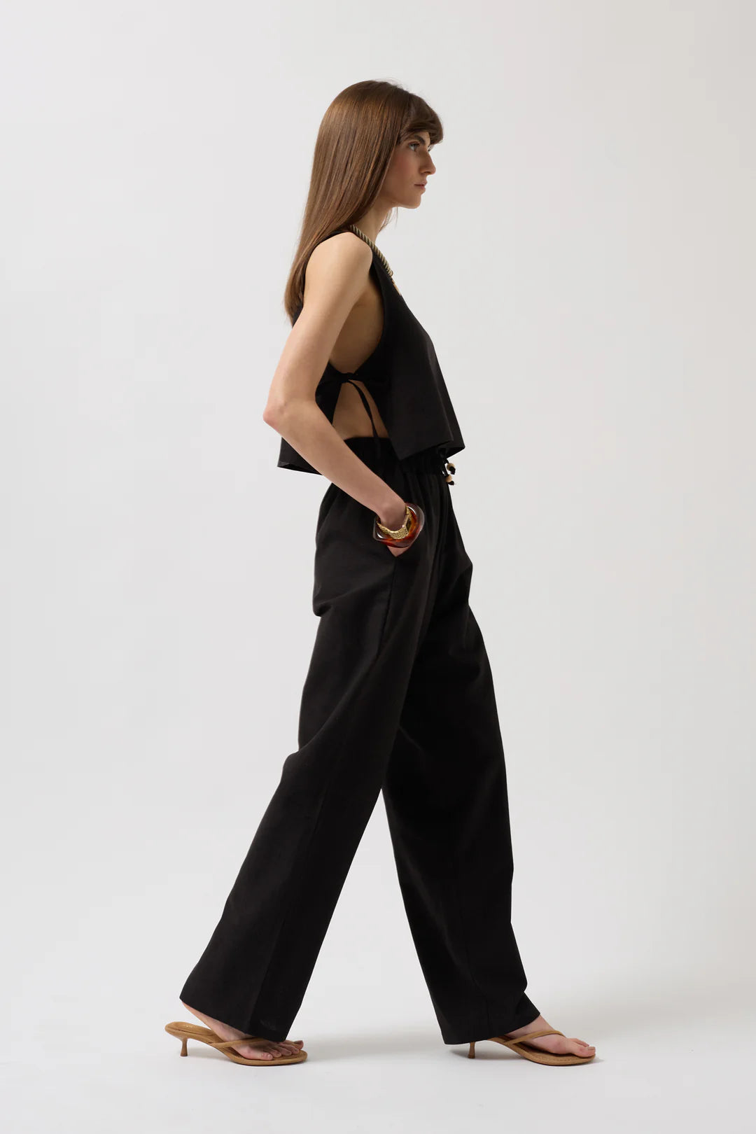 Farnblatt Bluse Schwarz