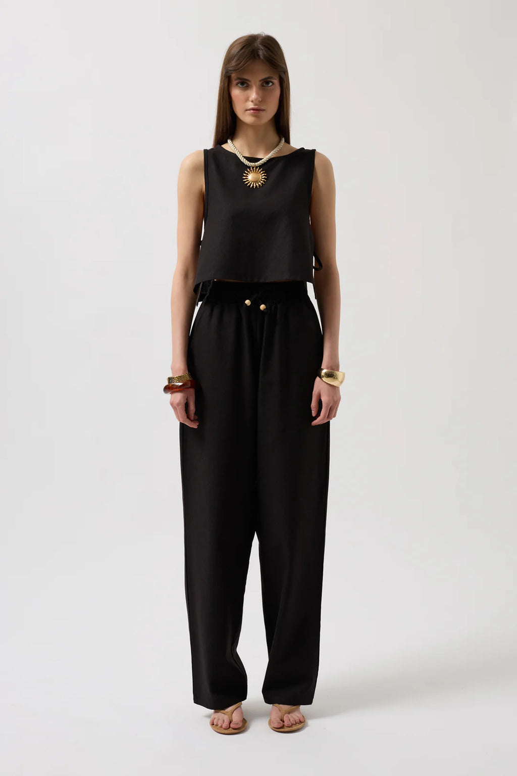 Farnblatt Bluse Schwarz
