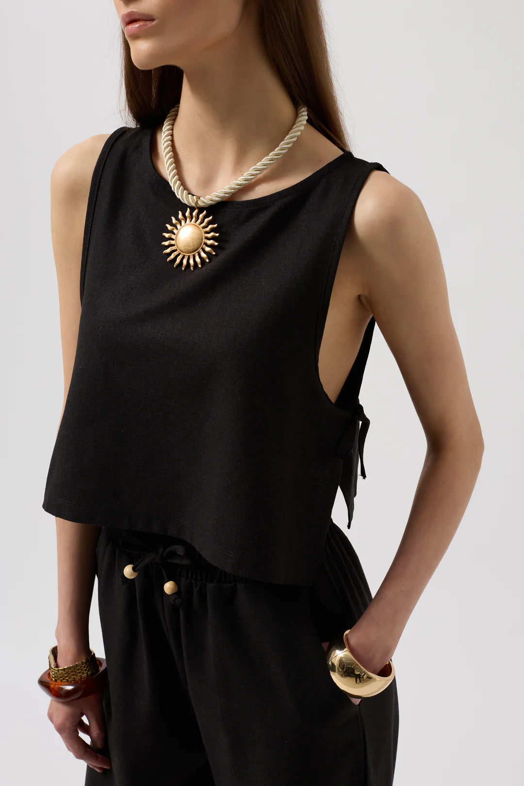 Farnblatt Bluse Schwarz