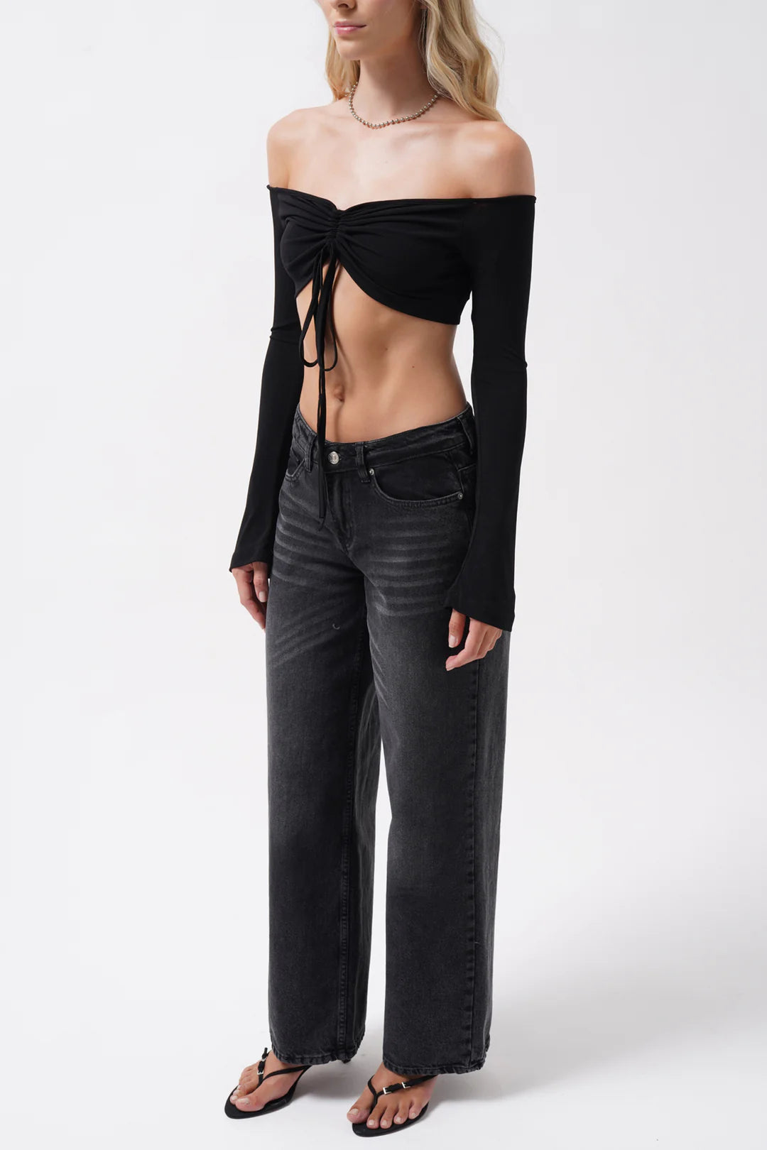 Flamme Bluse Nachtschwarz