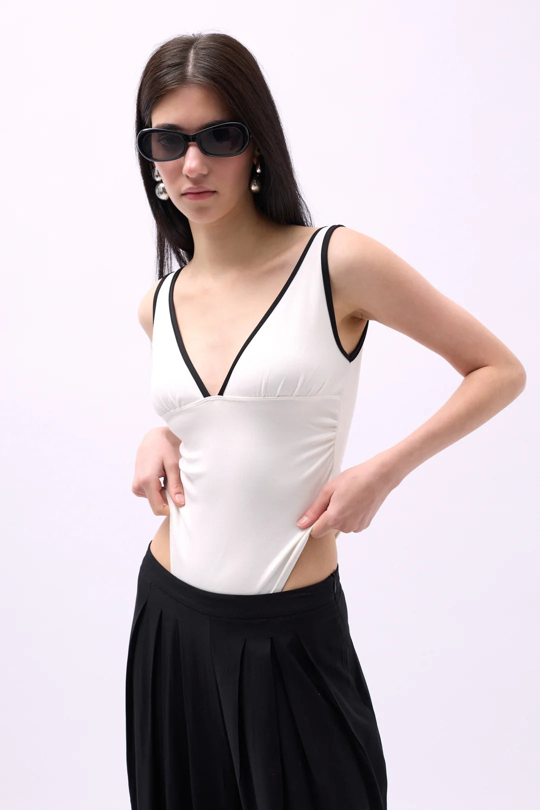 Piping Bluse Eierschale