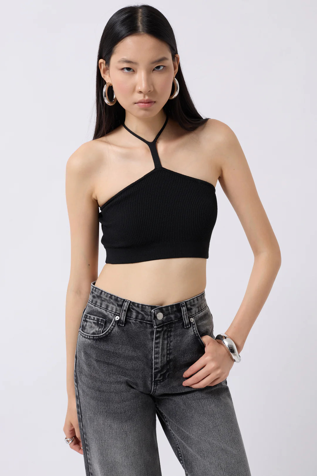 Schlitz Crop Schwarz