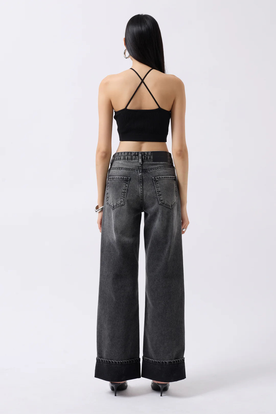 Schlitz Crop Schwarz