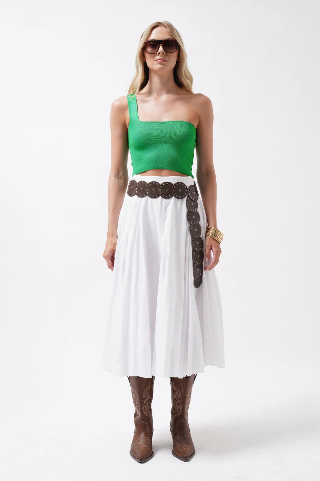 Schwelle Crop Bluse Smaragdgrün