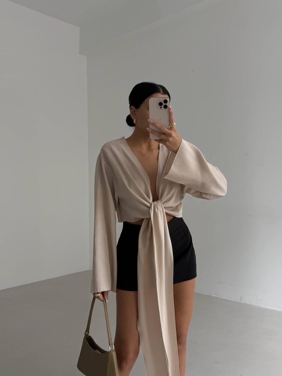 Langarm Crop  Beige
