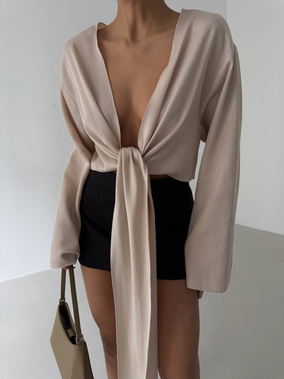 Langarm Crop  Beige