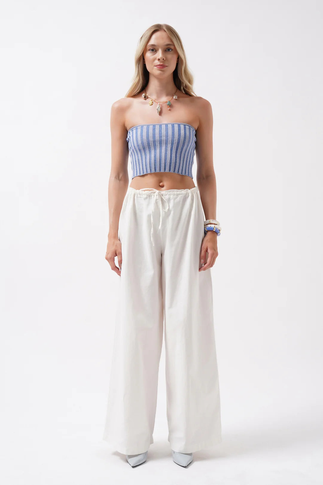 Streifen Crop Grau