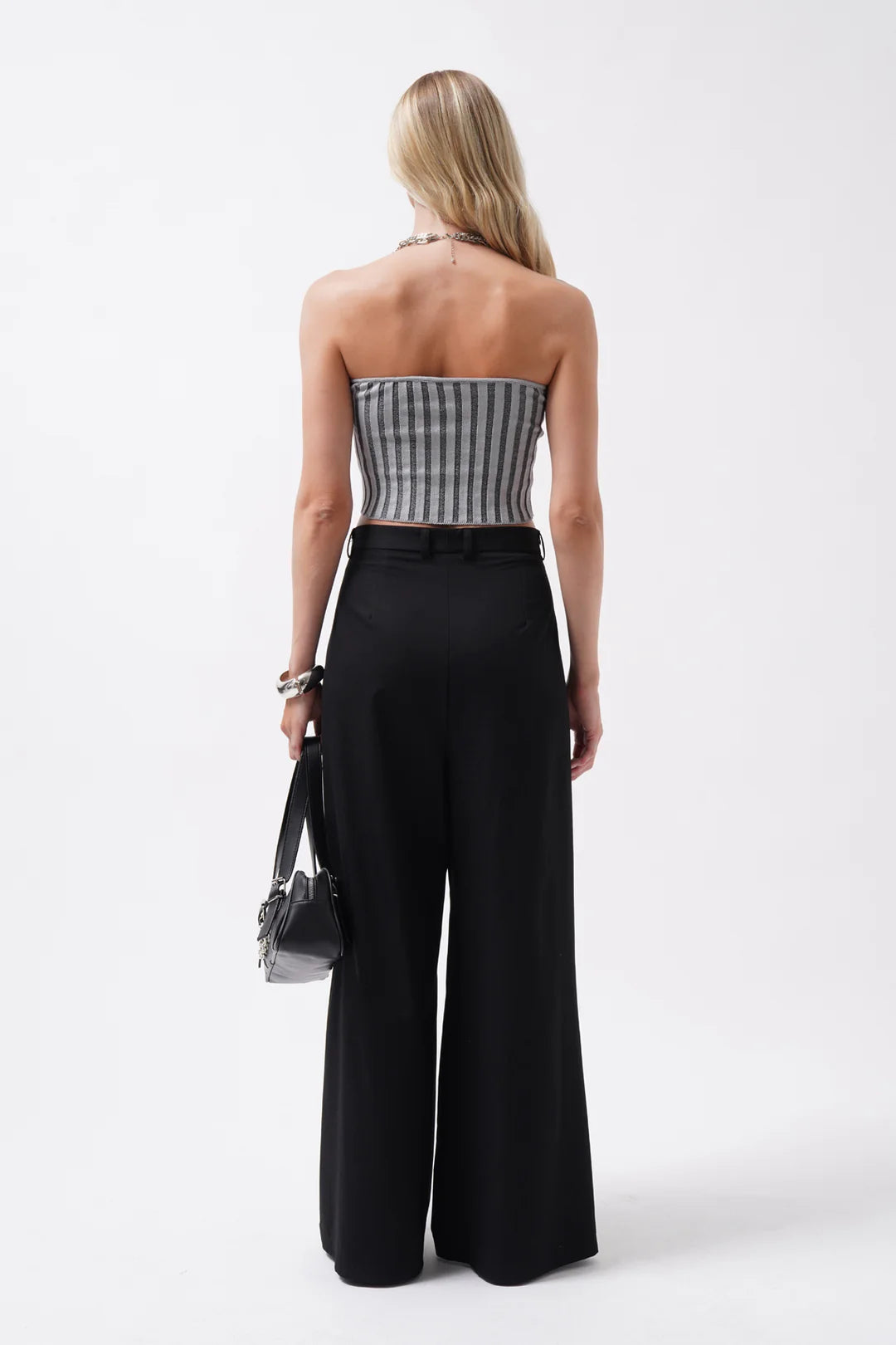Streifen Crop Grau