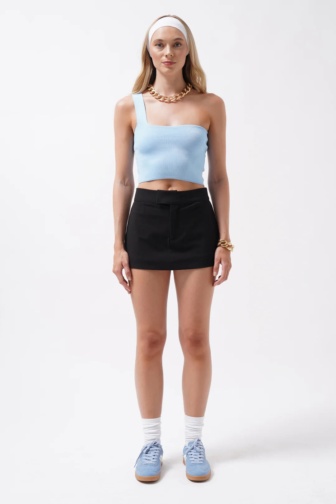Schwelle Crop Bluse Himmelblau