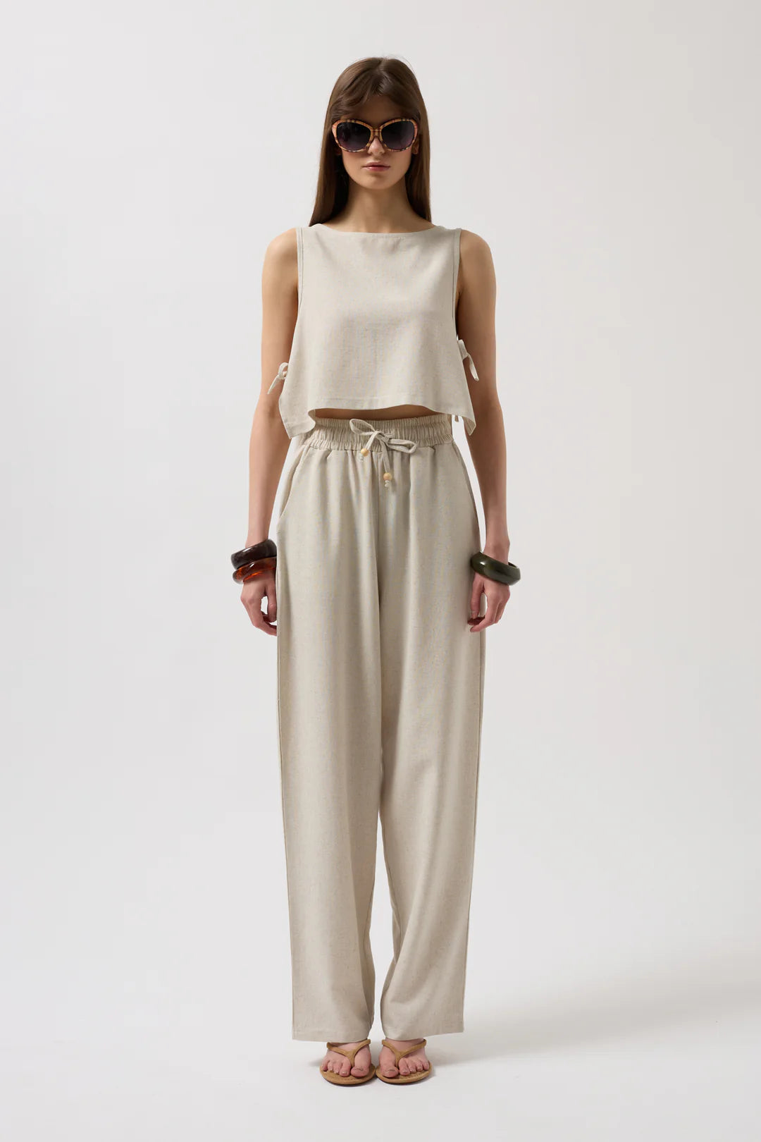 Farnblatt Hose Beige