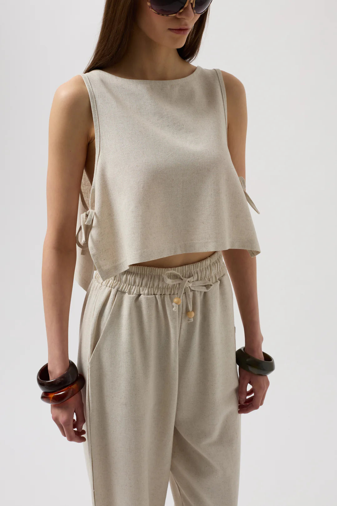 Farnblatt Bluse Beige