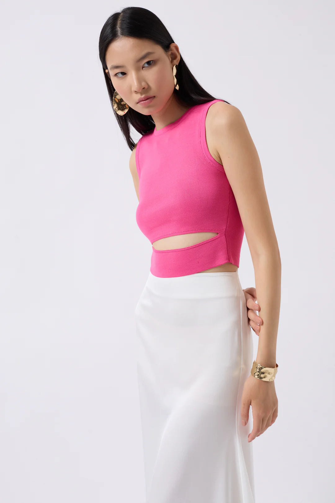 Schlitz Bluse Pink