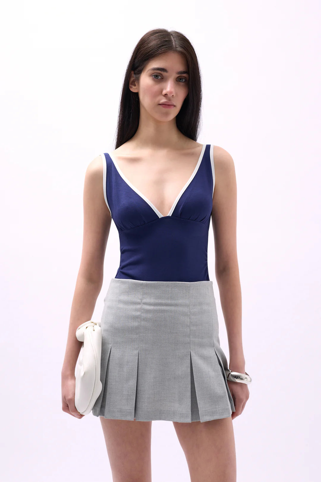Piping Bluse Nachtsblau