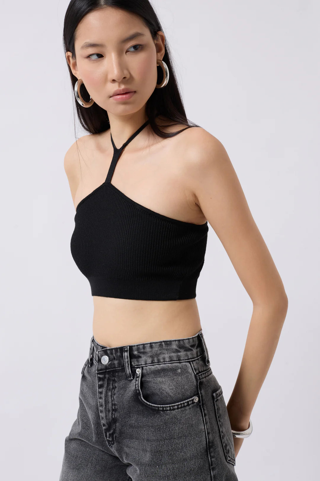 Schlitz Crop Schwarz