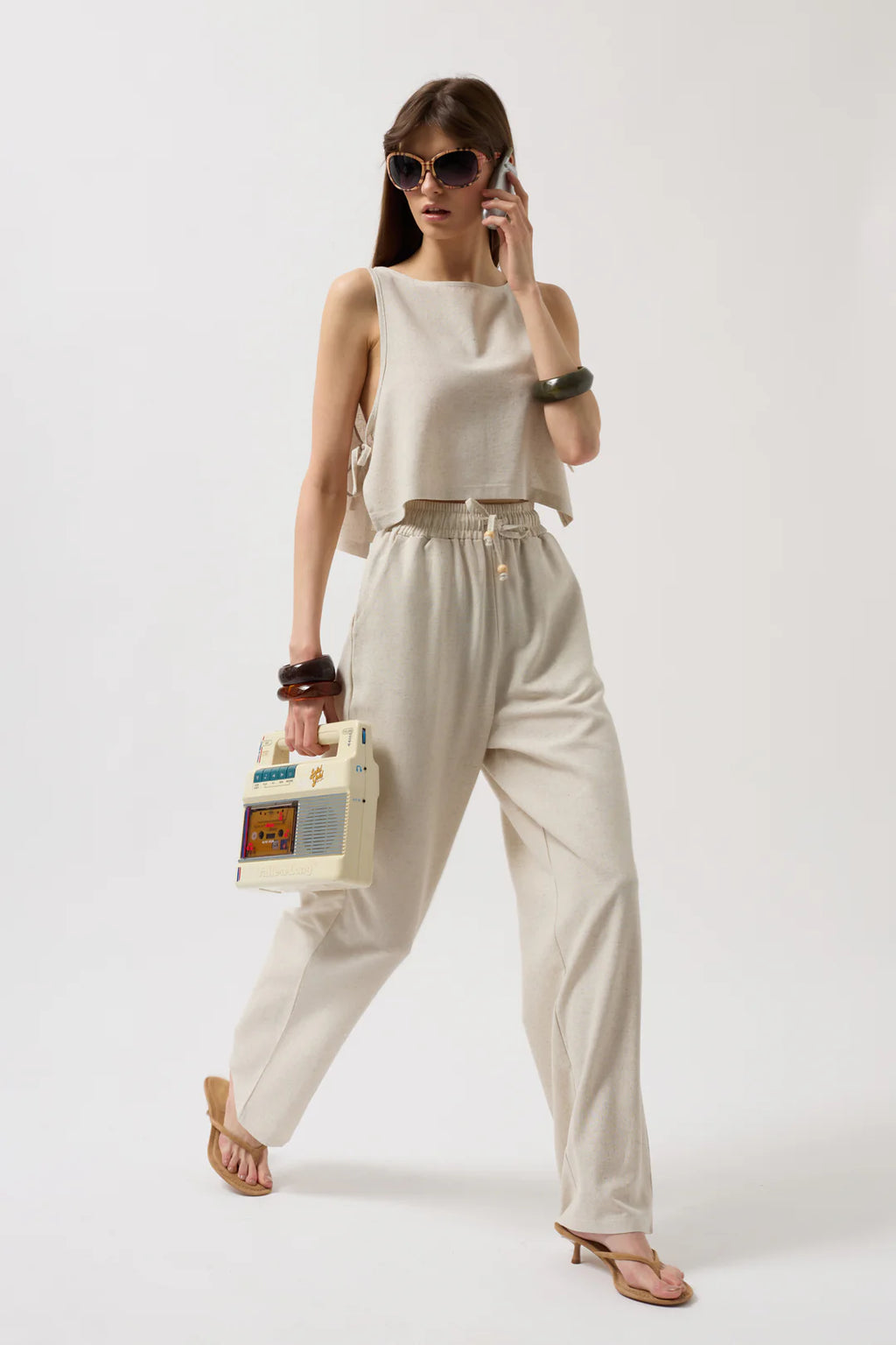 Farnblatt Bluse Beige