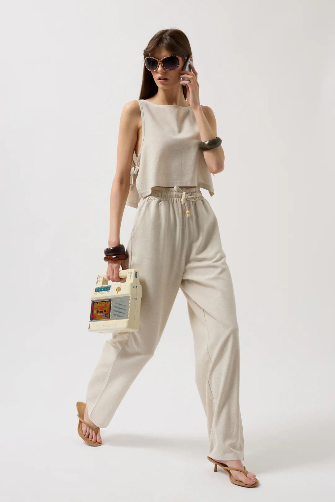 Farnblatt Bluse Beige