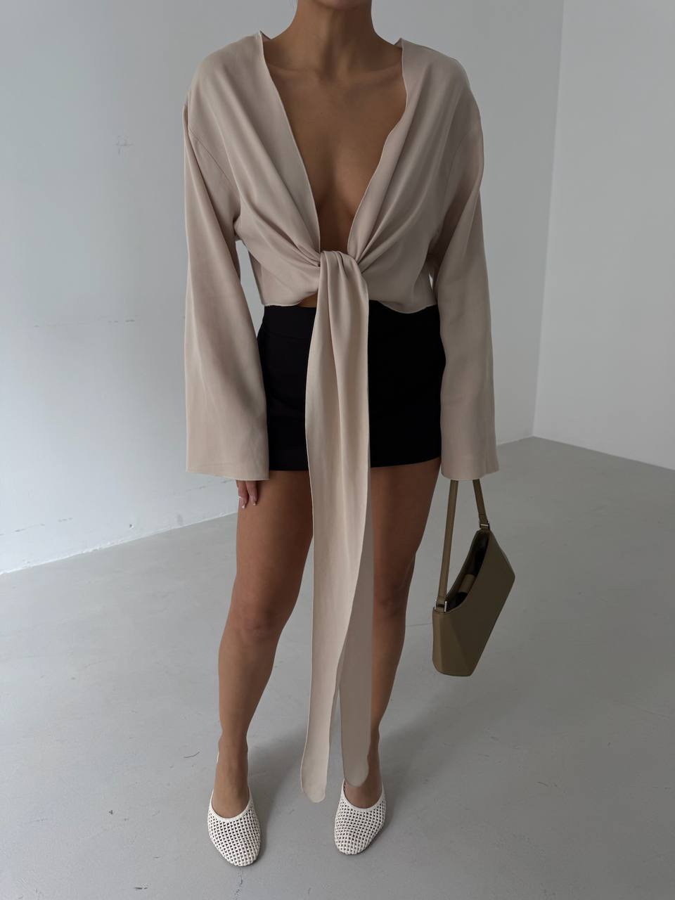 Langarm Crop  Beige