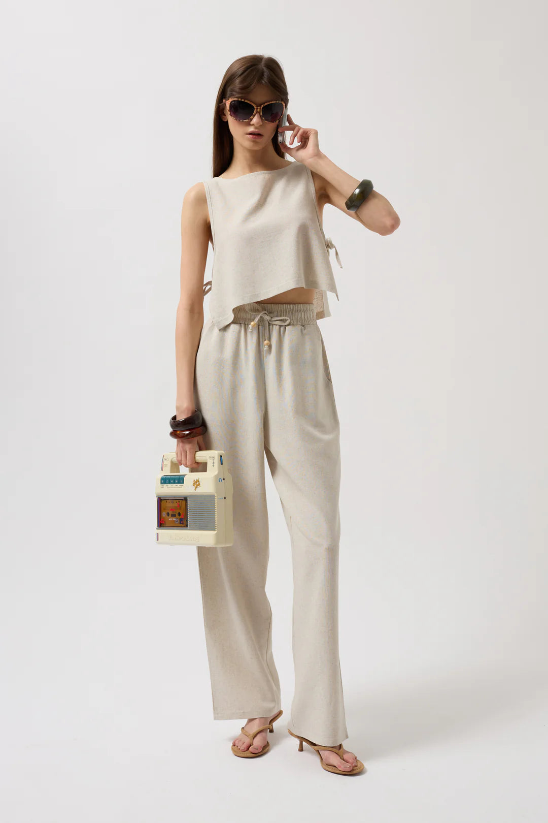 Farnblatt Bluse Beige
