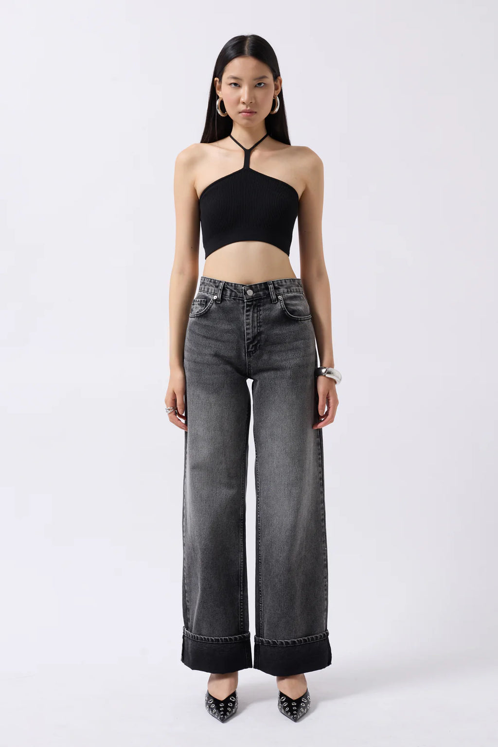 Schlitz Crop Schwarz