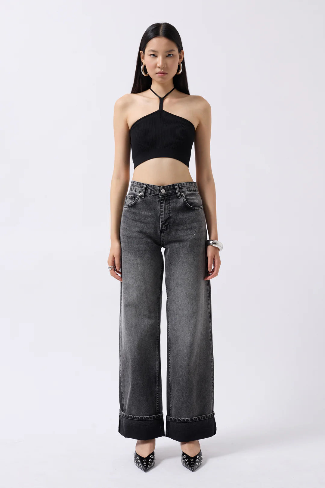 Schlitz Crop Schwarz