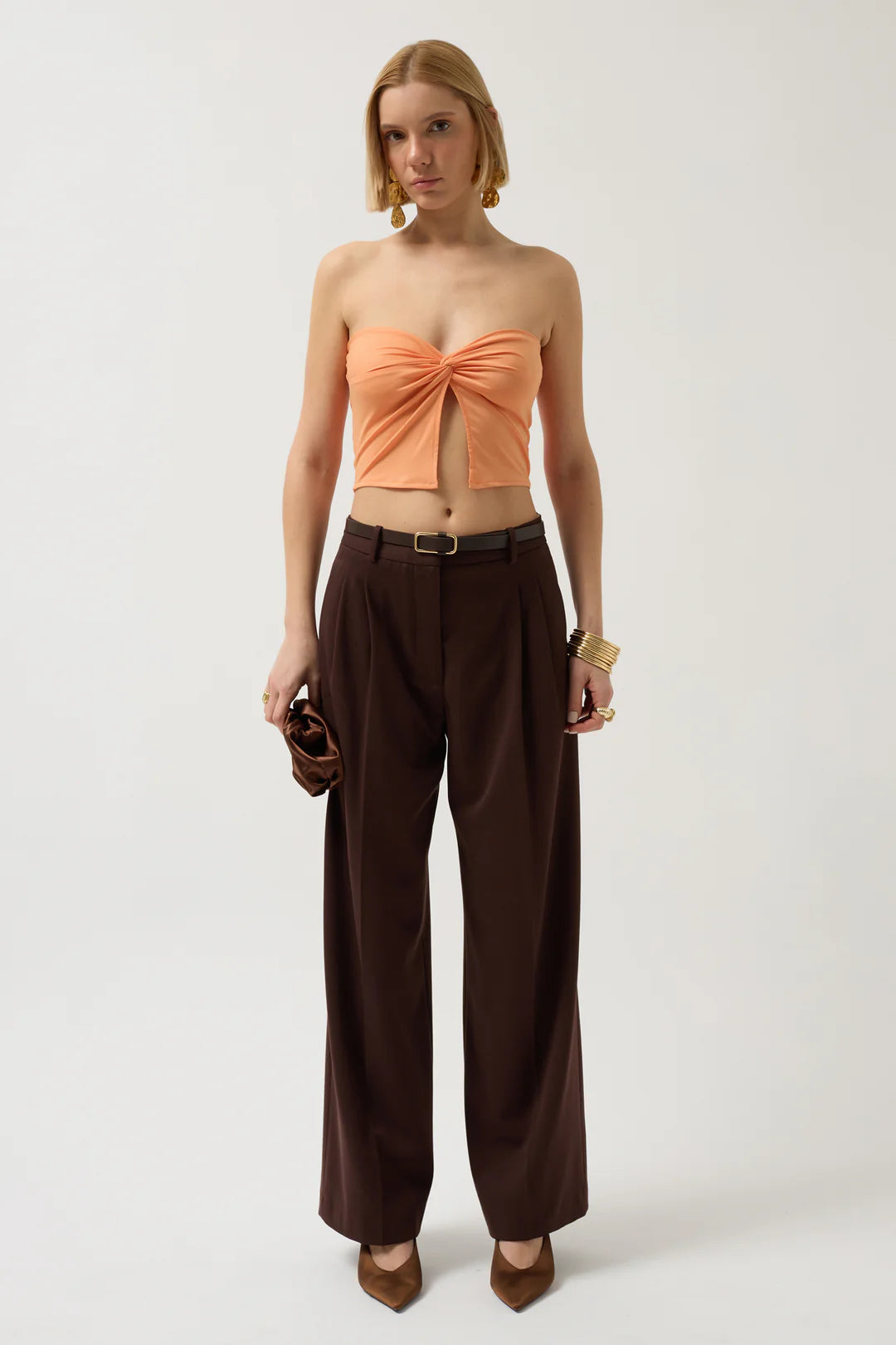 Knoten Bluse Orange
