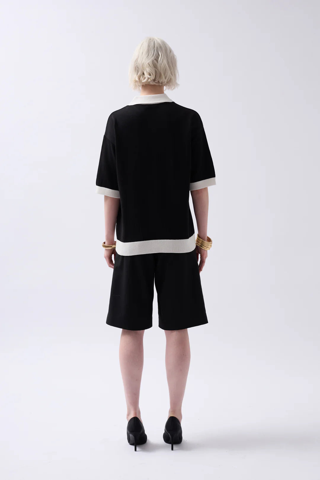 Kontrast T-Shirt Schwarz
