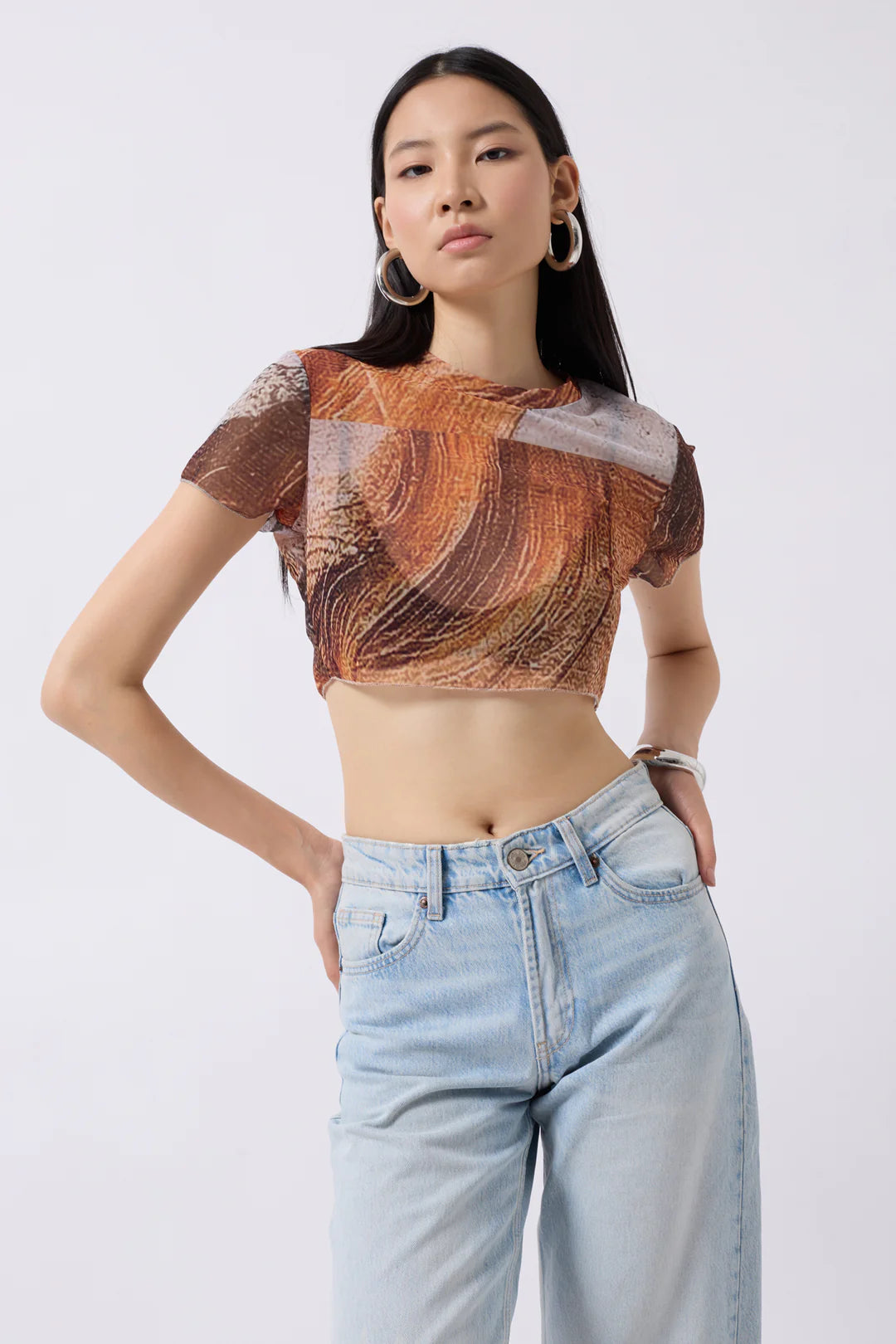 Wirbel Bluse Erdbraun