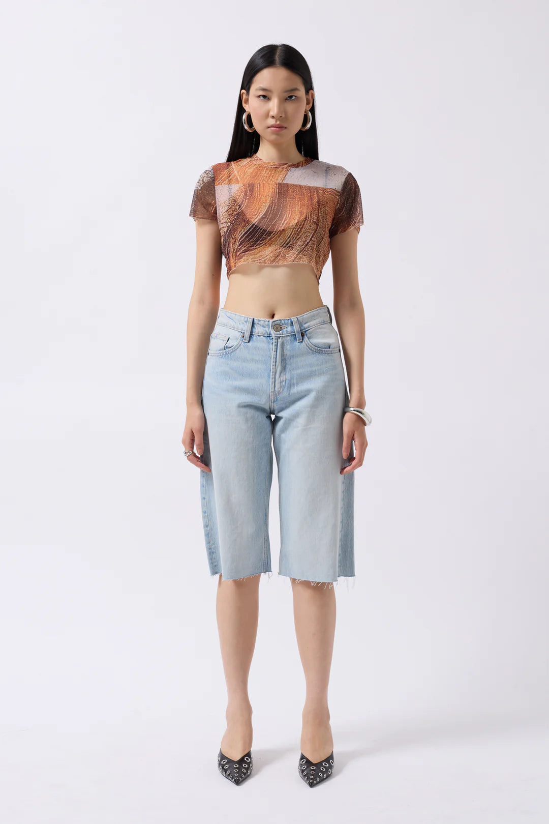 Wirbel Bluse Erdbraun