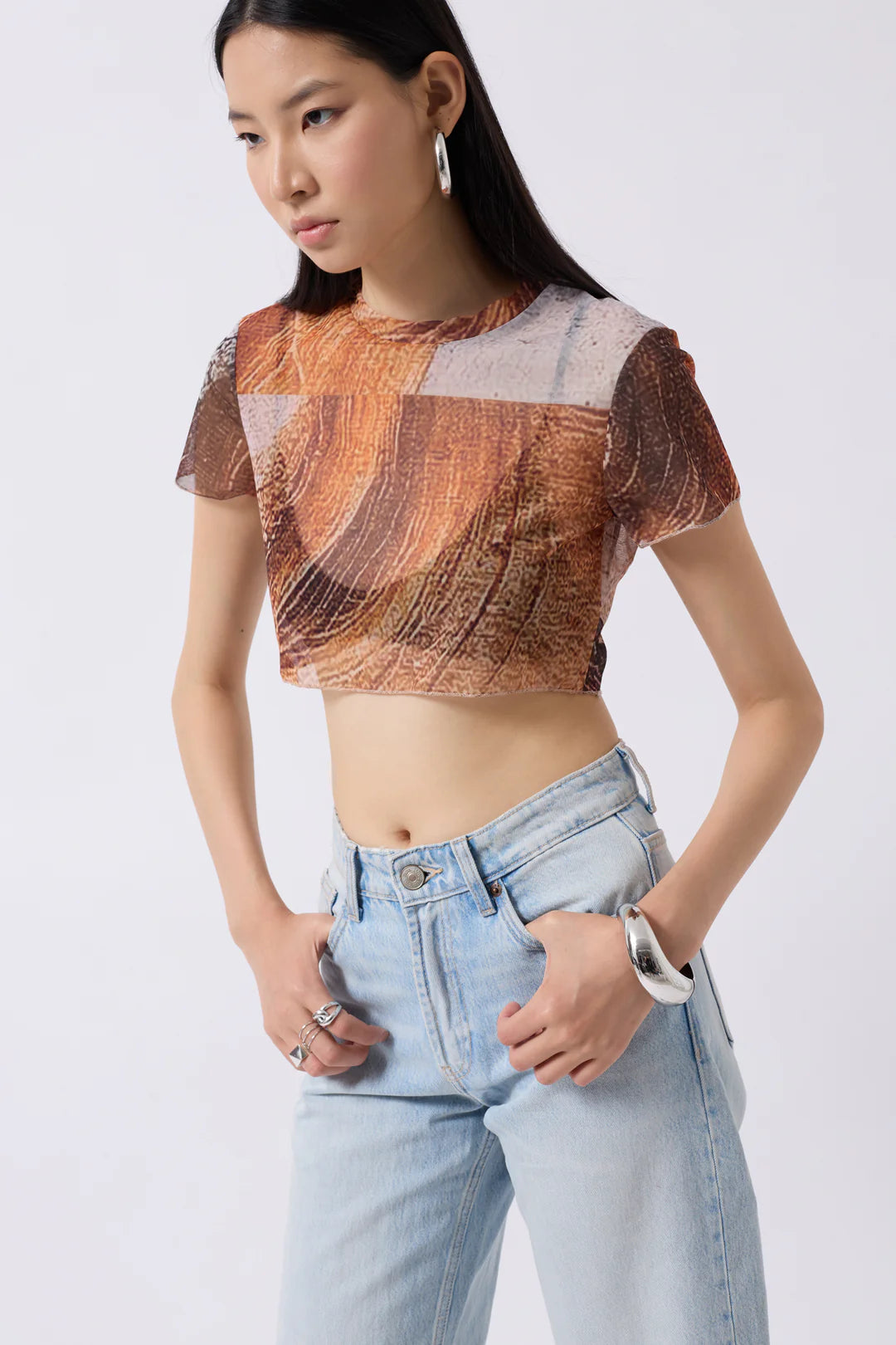 Wirbel Bluse Erdbraun