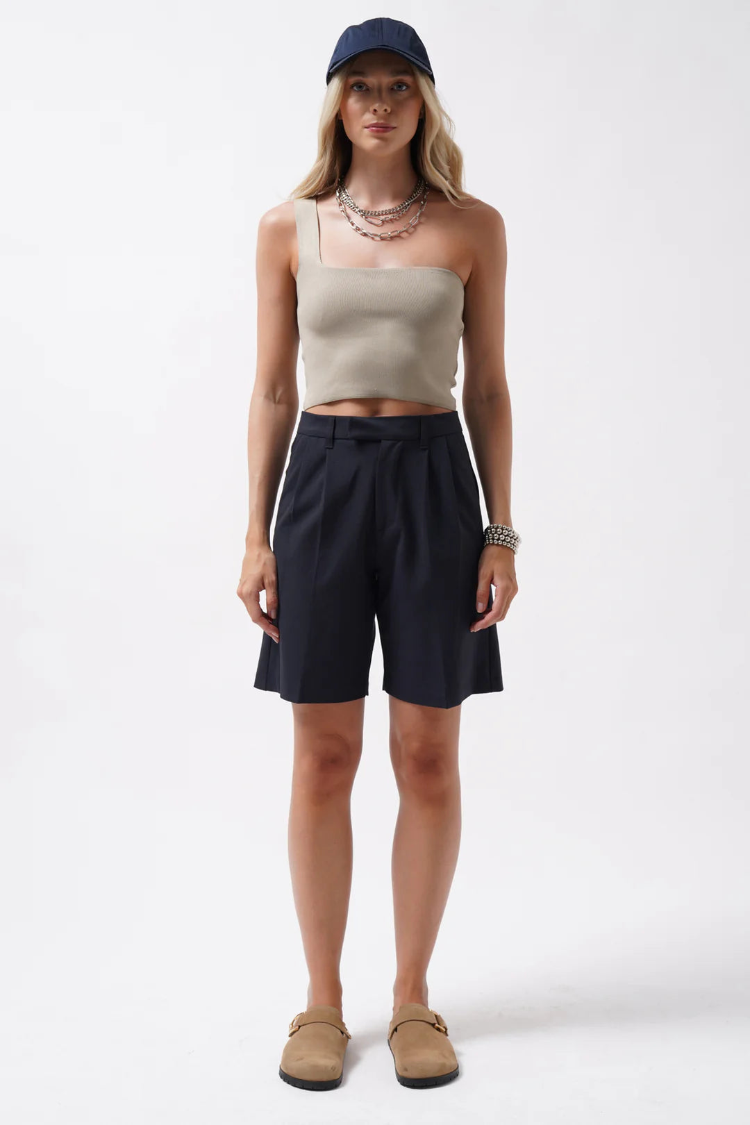 Schwelle Crop Bluse Sandbeige