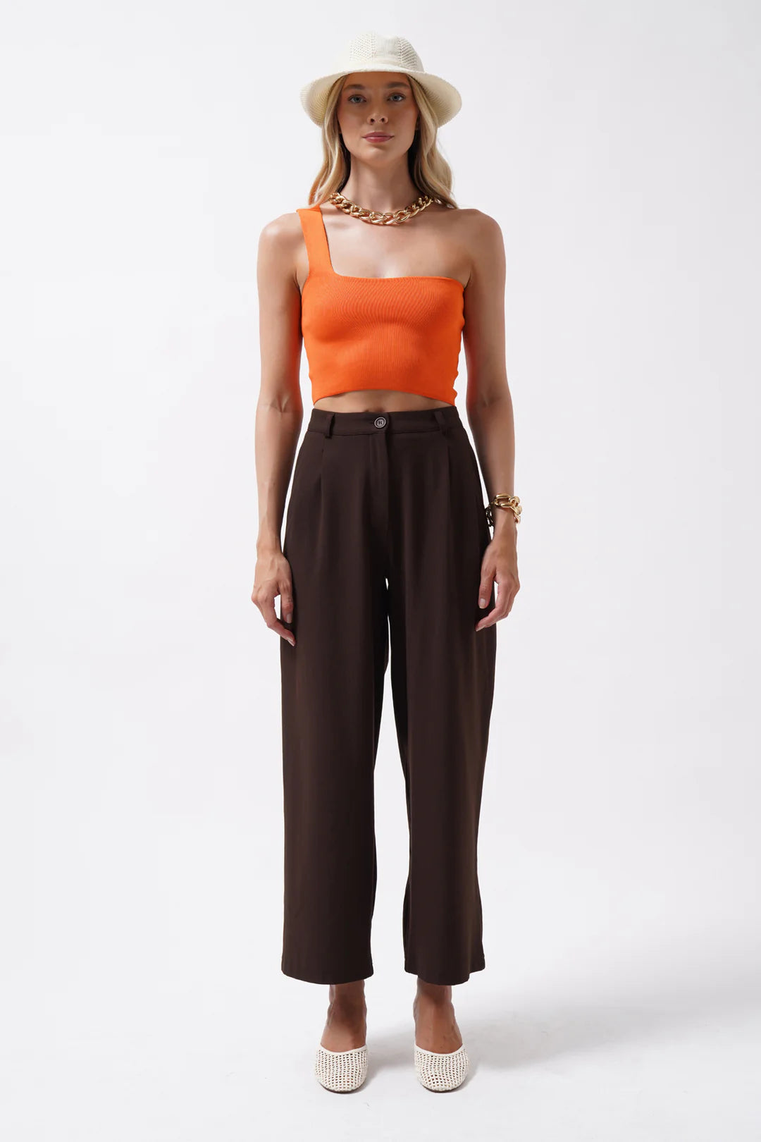 Schwelle Crop Bluse Mandarinenorange