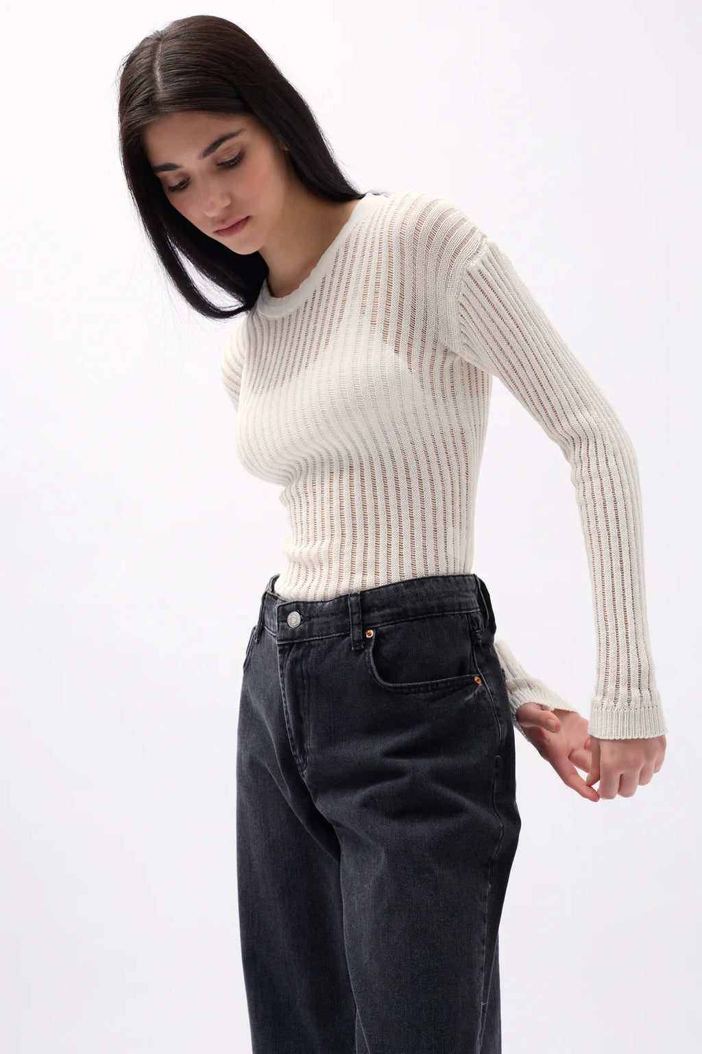 Hauchleicht Bluse Cremeweiß
