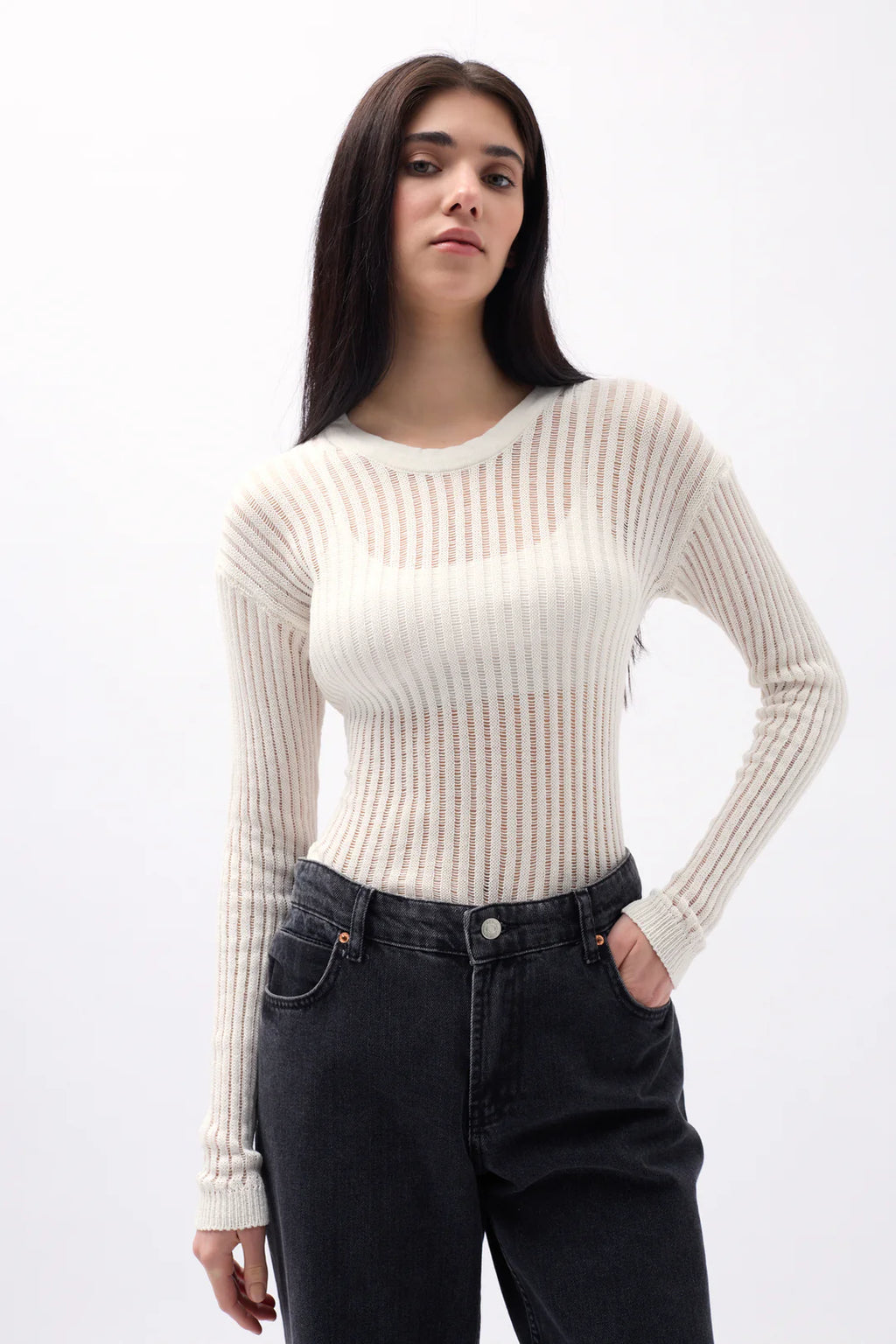 Hauchleicht Bluse Cremeweiß