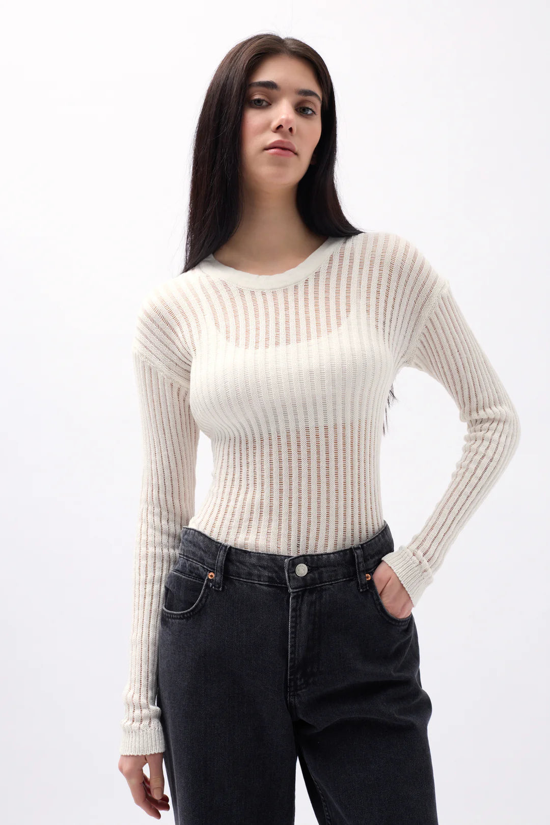 Hauchleicht Bluse Cremeweiß