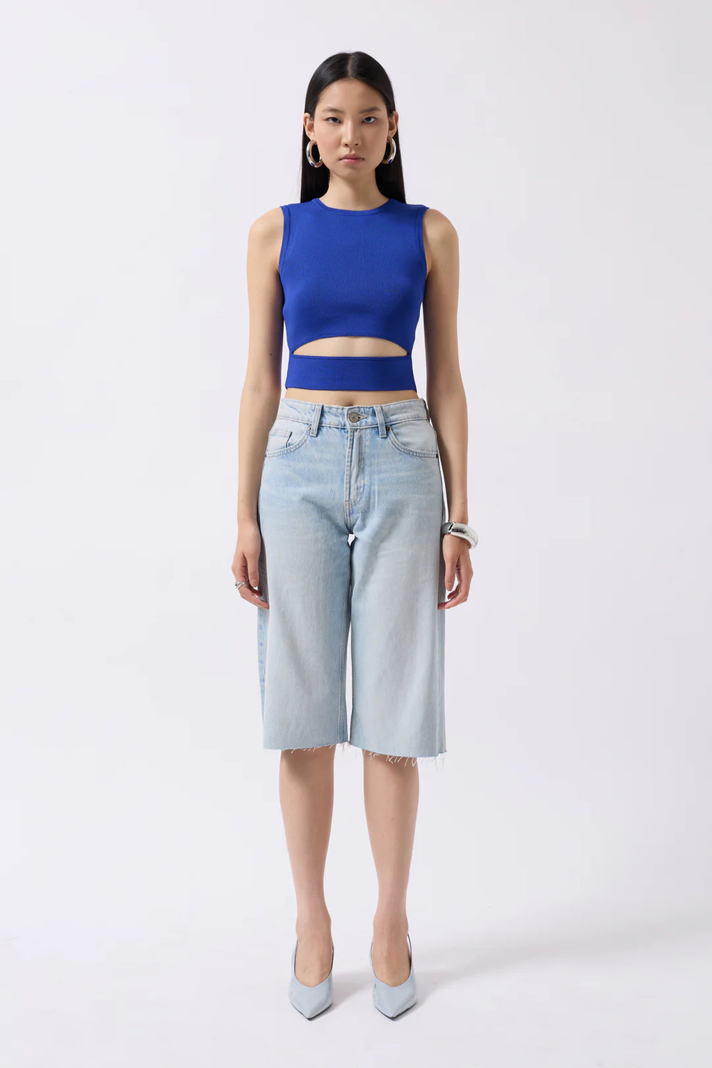 Schlitz Bluse Dunkelblau