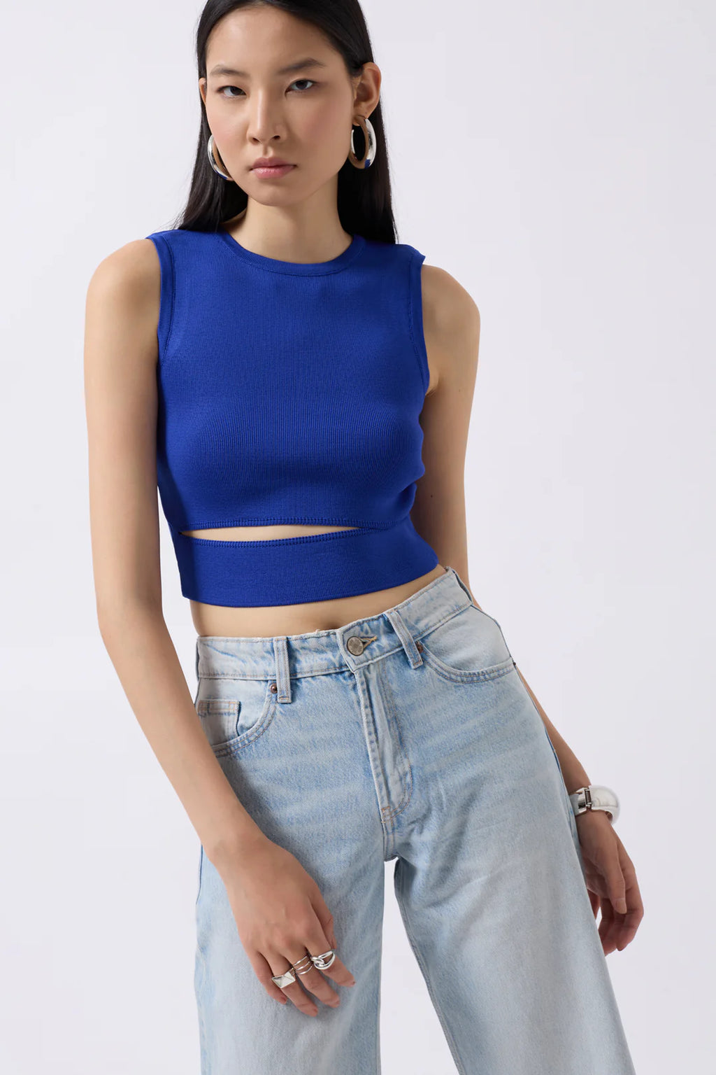 Schlitz Bluse Dunkelblau