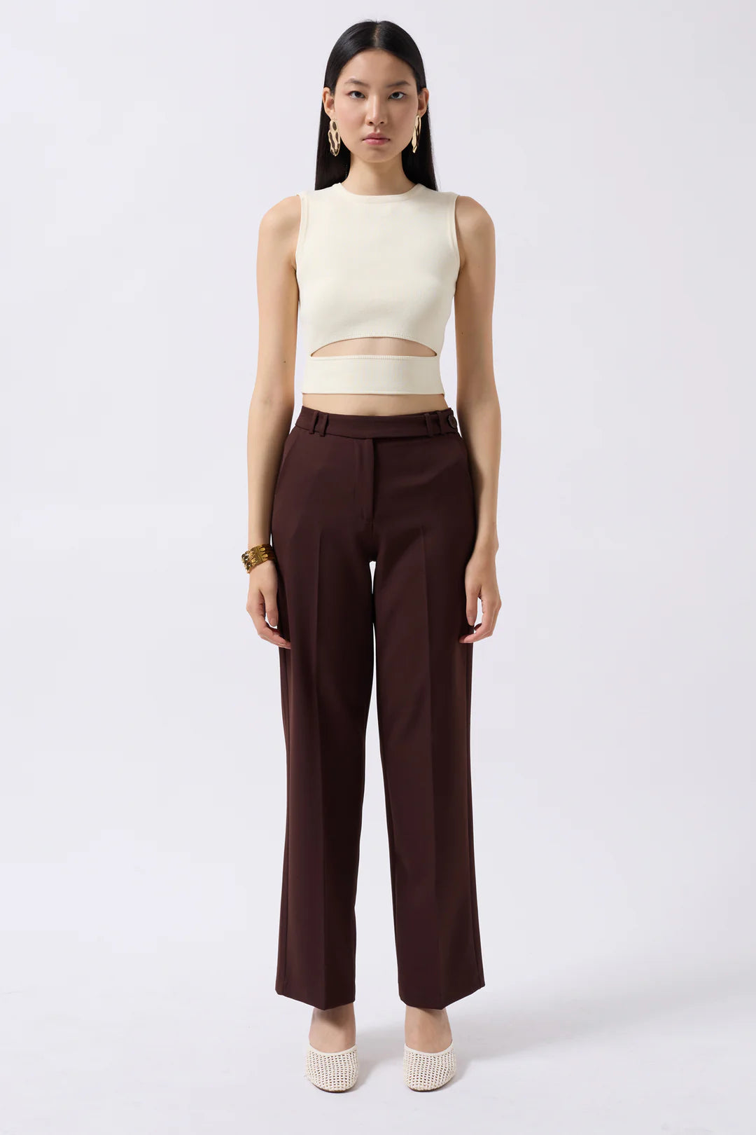 Schlitz Bluse Creme