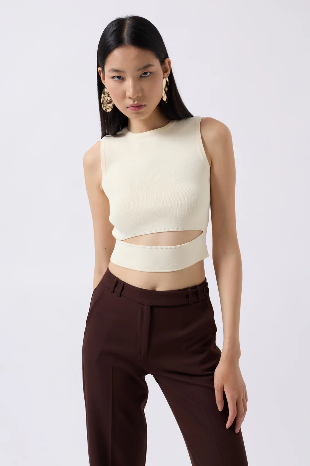 Schlitz Bluse Creme