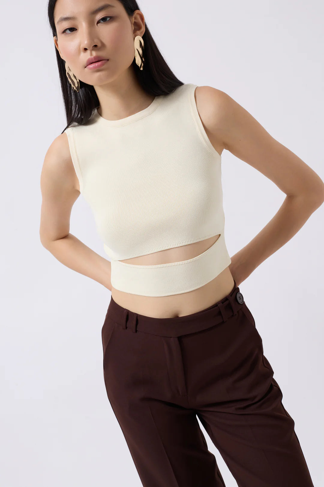 Schlitz Bluse Creme