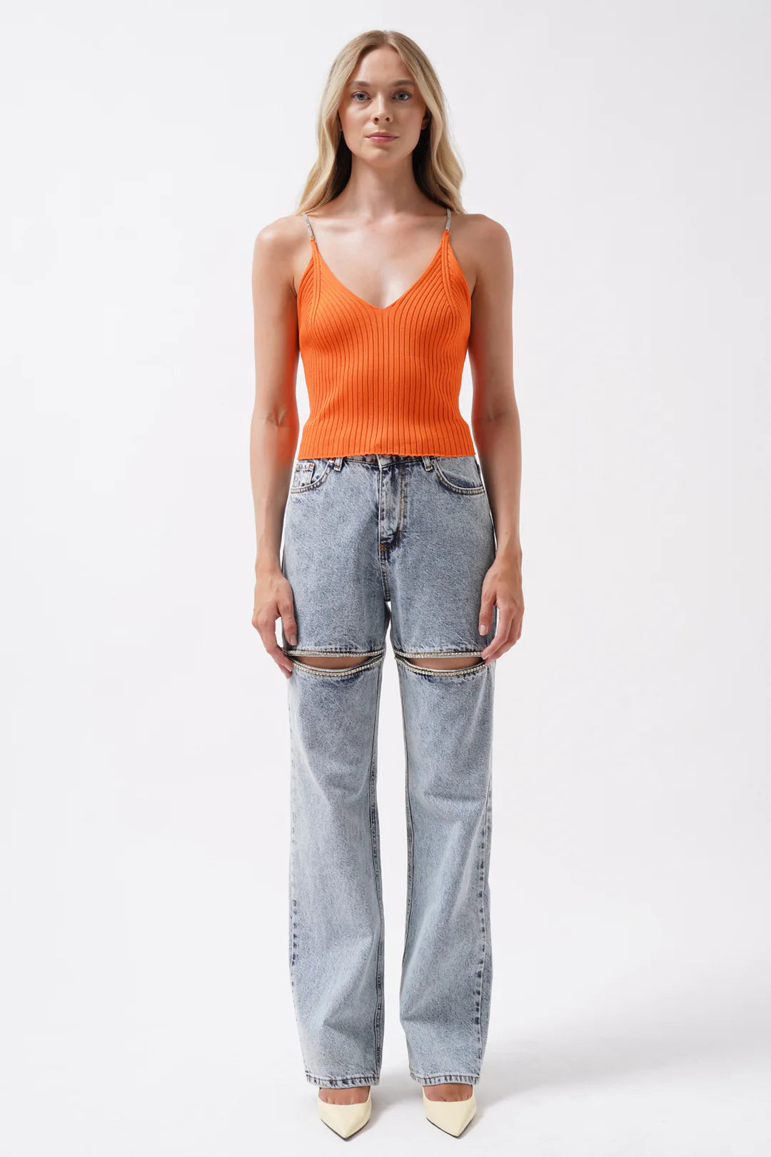 Schein Bluse Orange