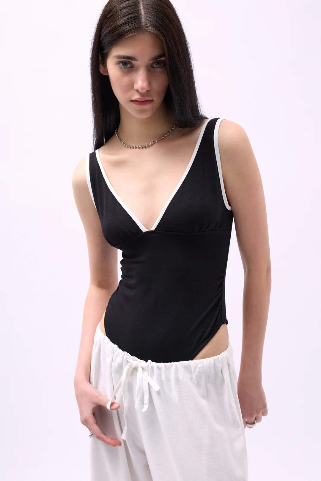 Piping Bluse SchwarzWeiß