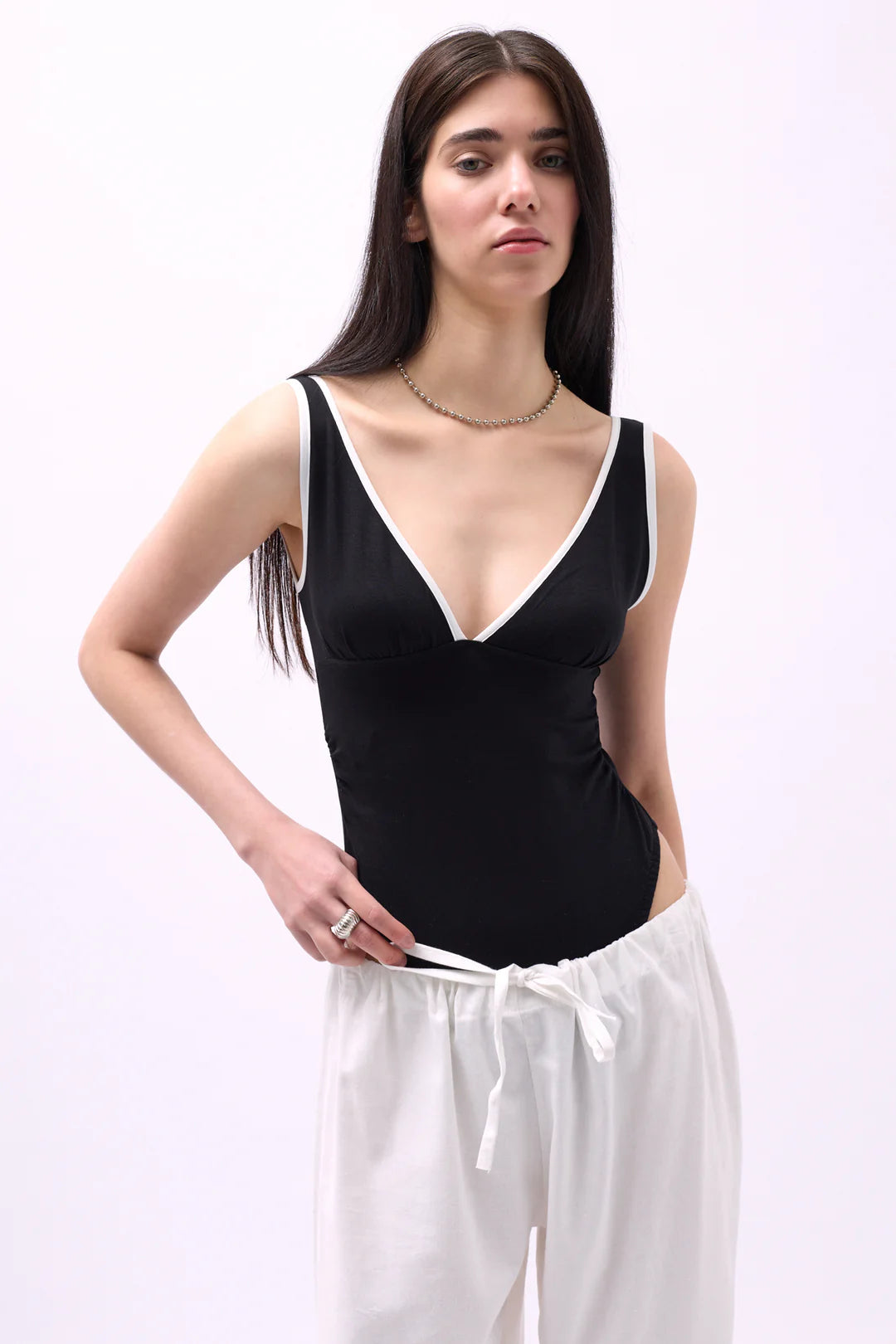 Piping Bluse SchwarzWeiß