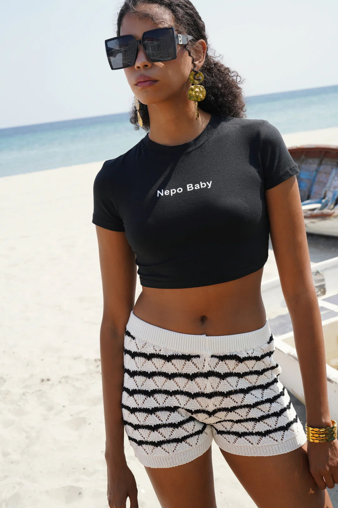Zickzack Shorts Schwarz