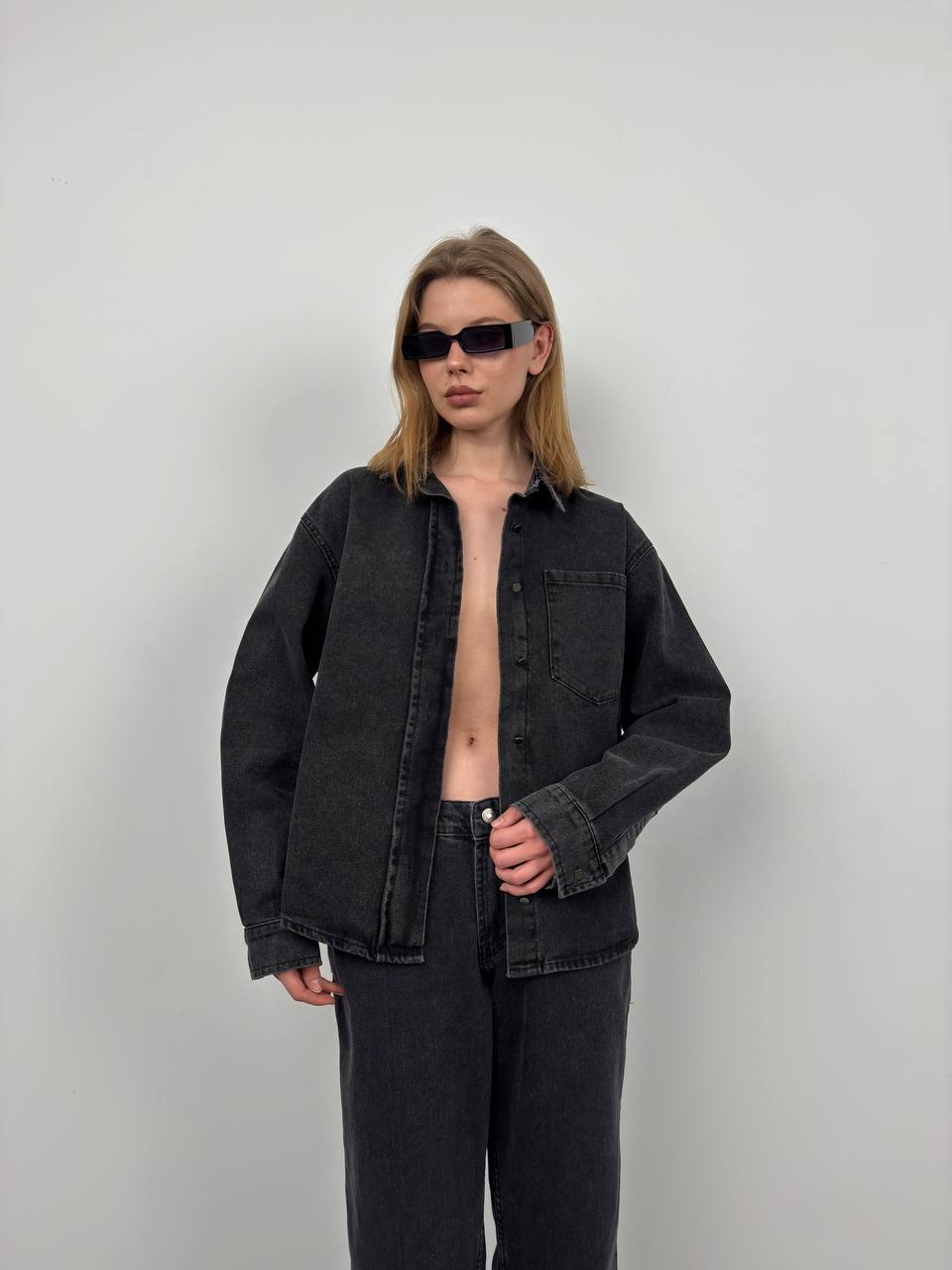 Oversize Denim Shirt Schwarz