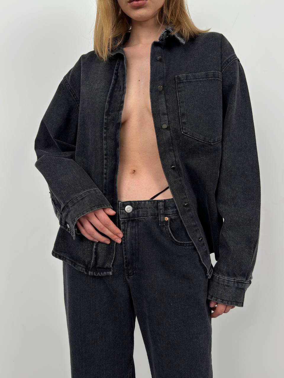 Oversize Denim Shirt Schwarz